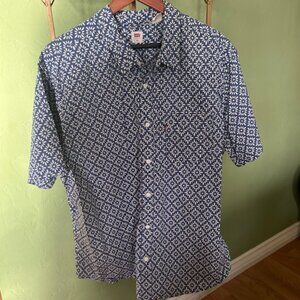 Levi’s Men’s Short Sleeve Button Down – XXL | Blue & White Graphic Print